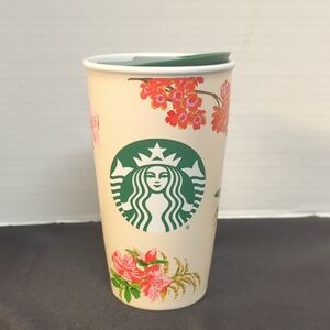 Starbucks Ban.dō+ Coffee Mug Tumbler Flowers 12 fl oz/355 ml 🗝 Traveller 2018